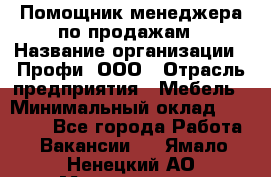 Помощник менеджера по продажам › Название организации ­ Профи, ООО › Отрасль предприятия ­ Мебель › Минимальный оклад ­ 60 000 - Все города Работа » Вакансии   . Ямало-Ненецкий АО,Муравленко г.